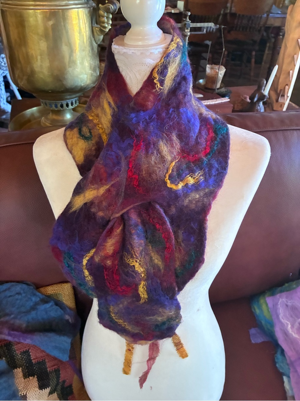 Handcrafted Purple Multi-Color Felted Scarf - Brand